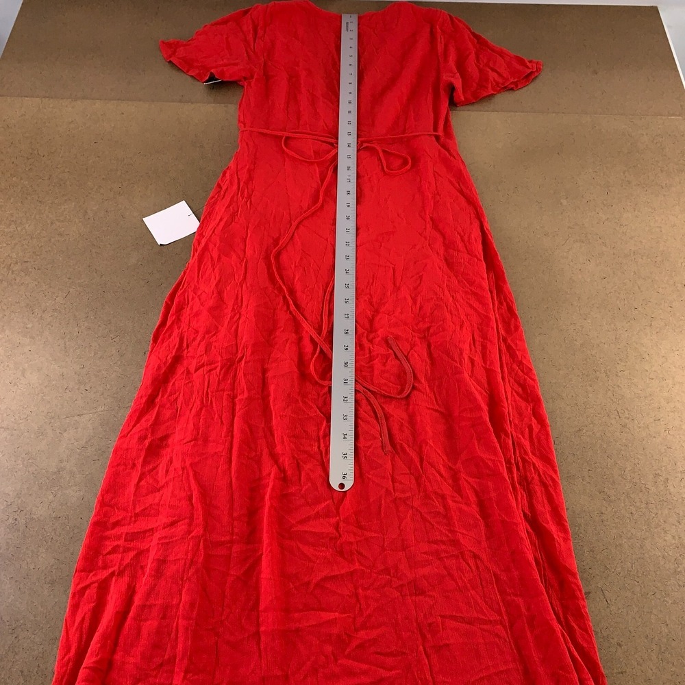 Lulus Women's Small Red Flutter Sleeve Much Obliged Wrap Maxi Dress NWT *Flaw - Picture 6 of 10